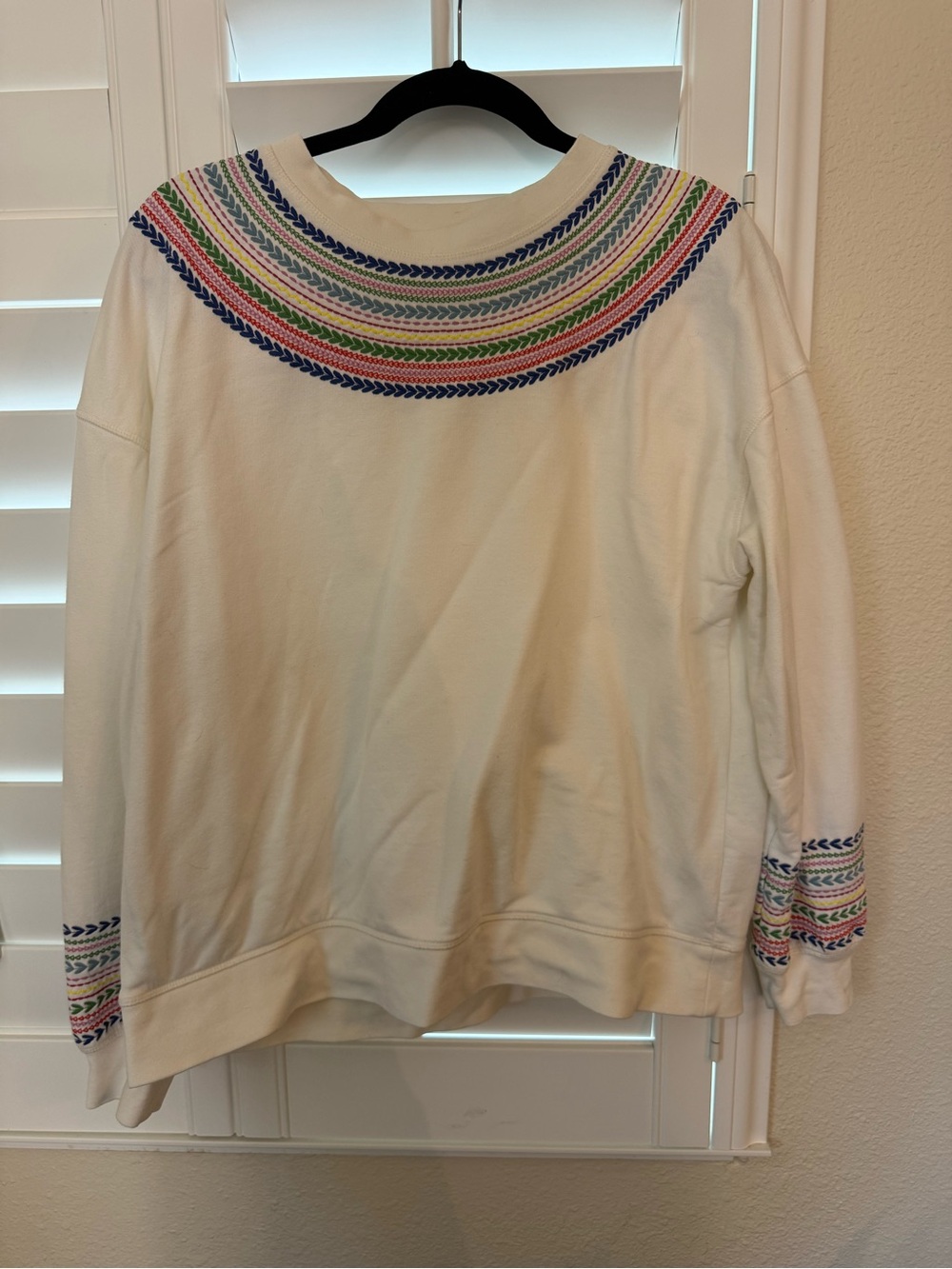 Boden Women's White Emi Embroidered Sweatshirt Ivory, Multi Fairisle - Picture 2 of 4